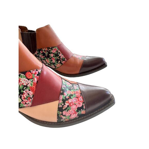 COACH Patchwork Bandit floral printed leather ankle boots booties 6.5‎ / 37 - Picture 4 of 12